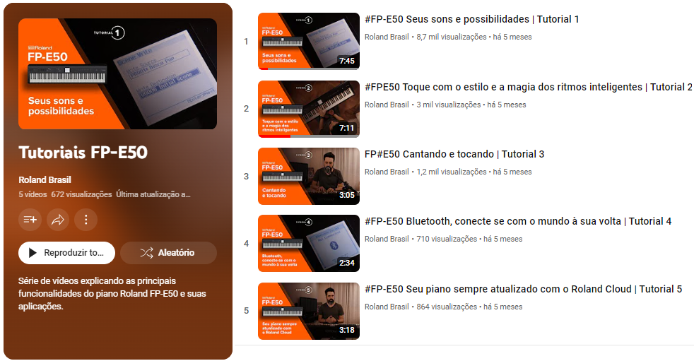 Roland FP-E50 tutorials