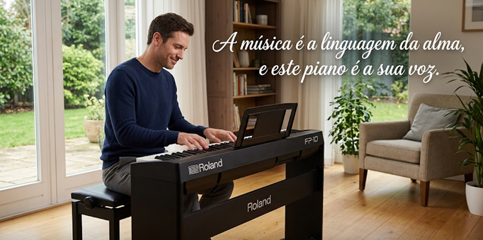 Piano Port&aacute;til Roland FP-10-BK Preto com Porta USB e Bluetooth