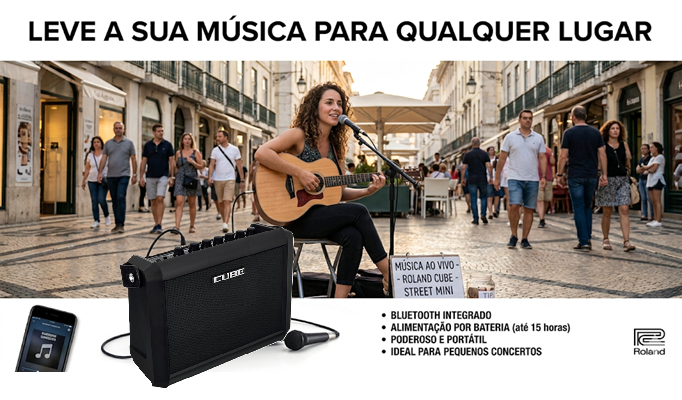 Roland Cube Street Mini Coluna Port&aacute;til Bluetooth