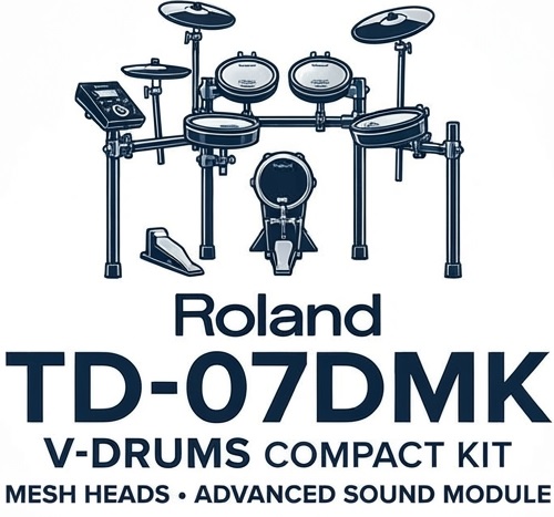 <b>Roland TD-07DMK Kit Bateria Eletr&oacute;nica 5-Pe&ccedil;as com Peles Mesh Head</b>